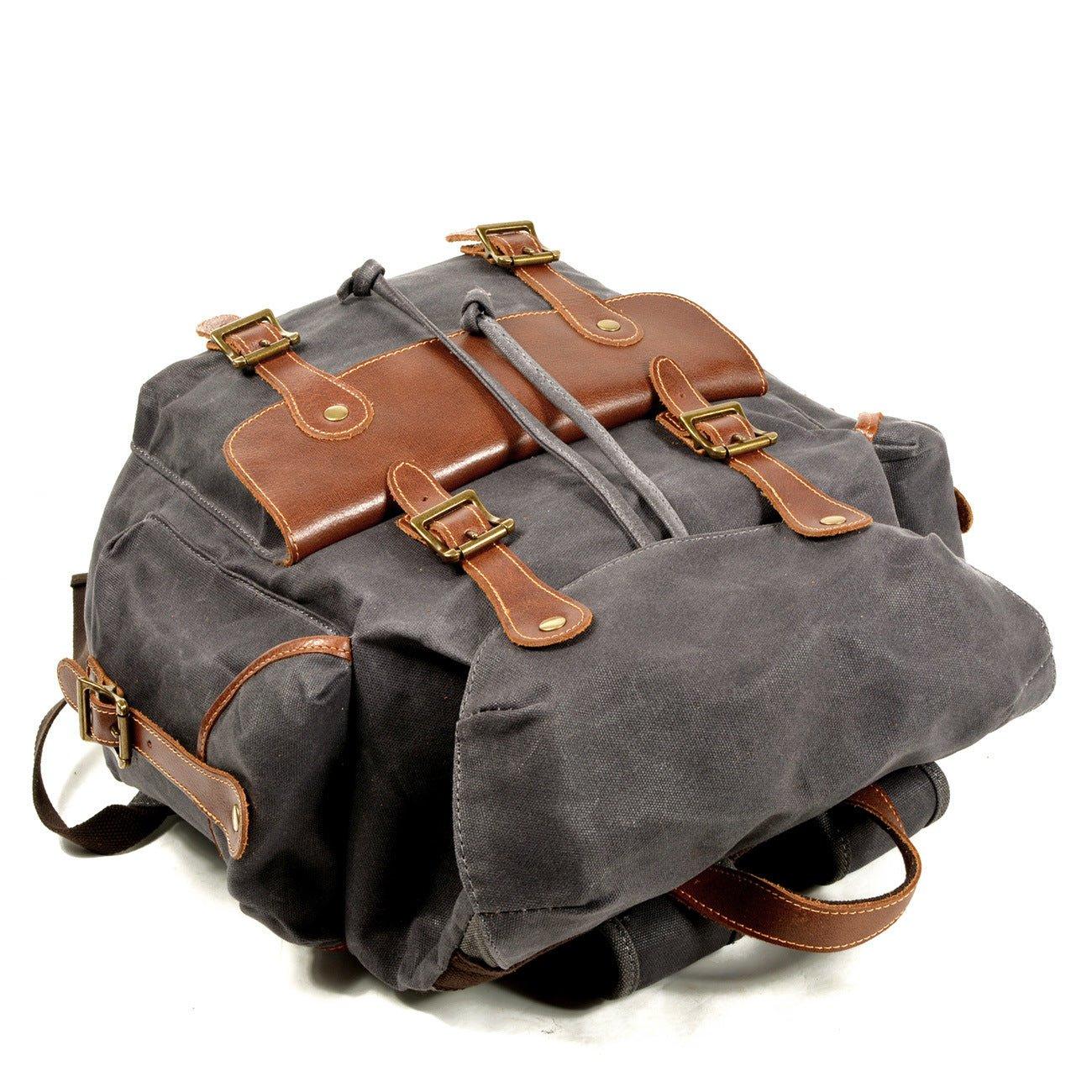 Large Waxed Canvas Vintage Backpack Mens