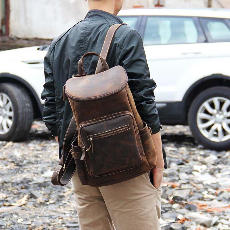 Leather Backpack Large Capacity for 15.6" Laptop