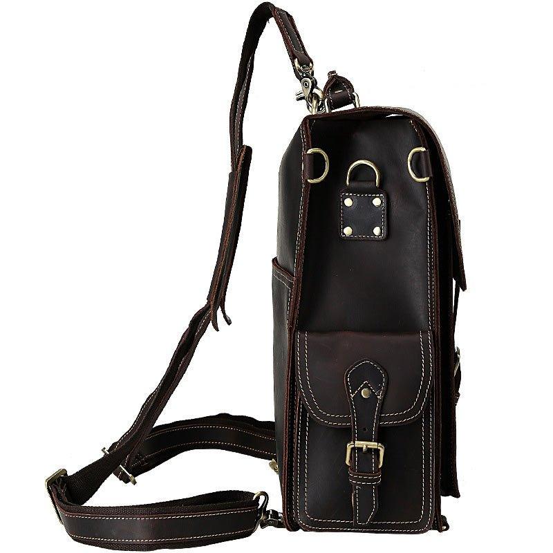 Leather Flap Backpack for Men