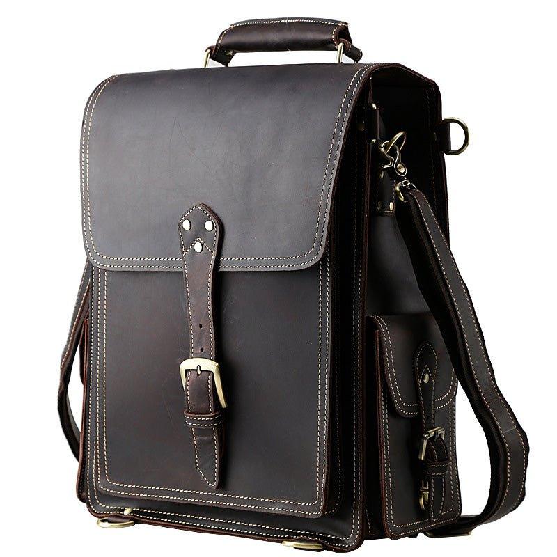 Leather Flap Backpack for Men