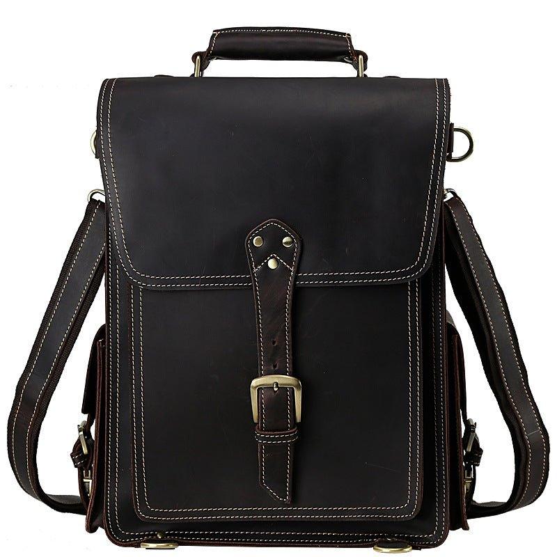 Leather Flap Backpack for Men