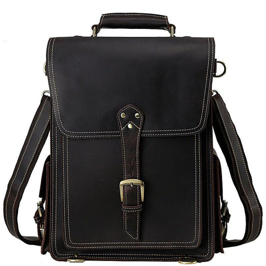 Leather Flap Backpack for Men