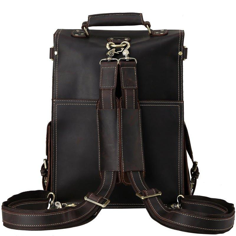 Leather Flap Backpack for Men