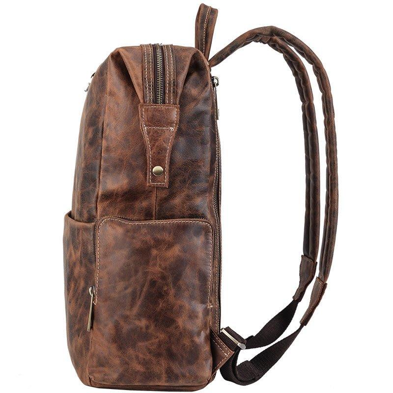 Leather Rucksack Men Dark Brown