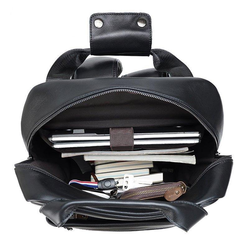 Men Black Leather Backpack