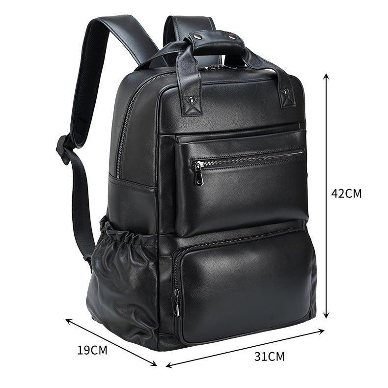 Men Black Leather Backpack