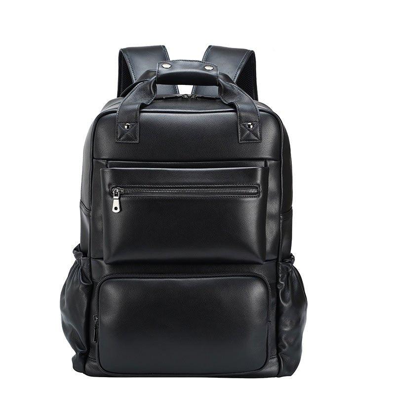 Men Black Leather Backpack