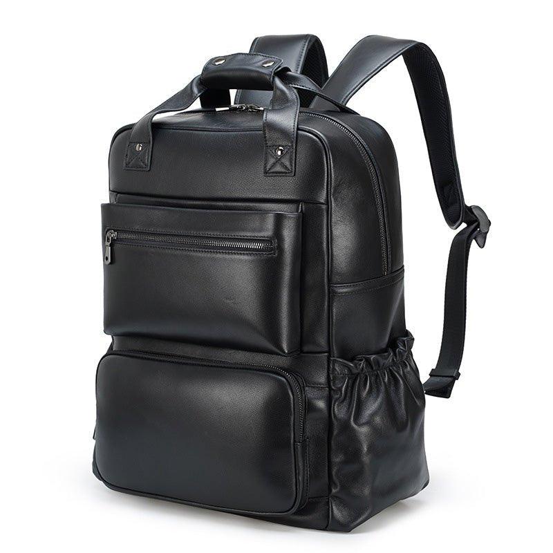 Men Black Leather Backpack