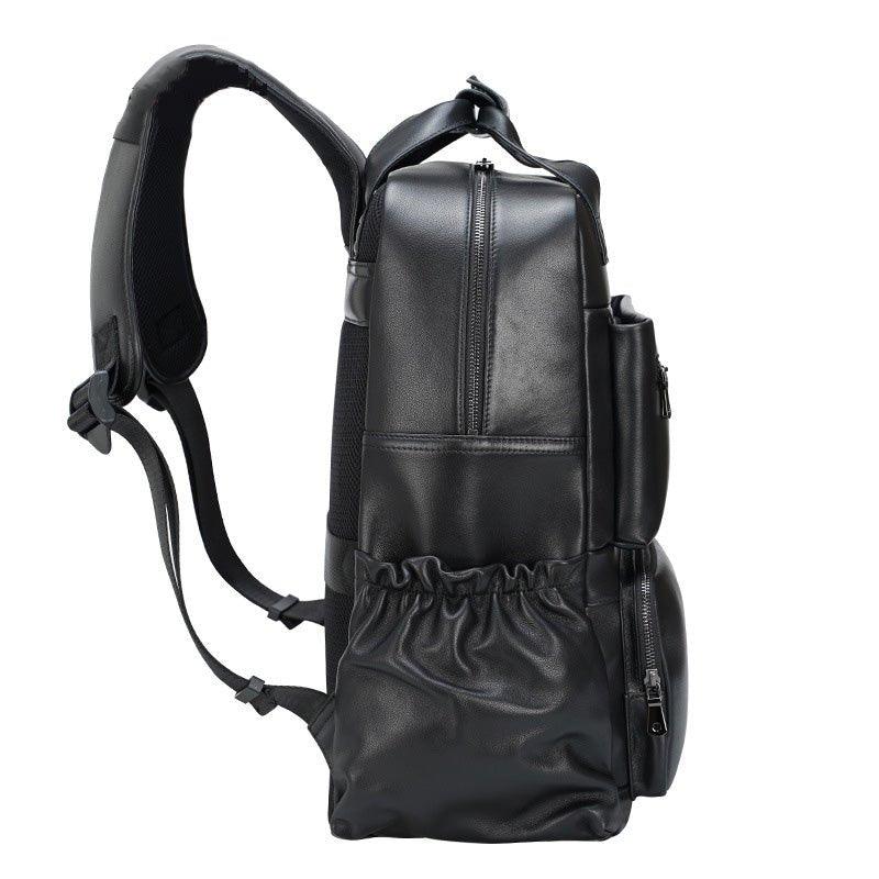 Men Black Leather Backpack