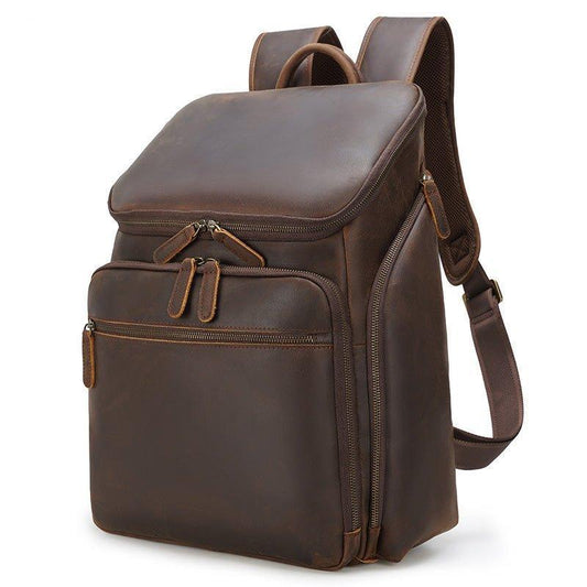 Men Leather Backpack 15 inch Laptop Business