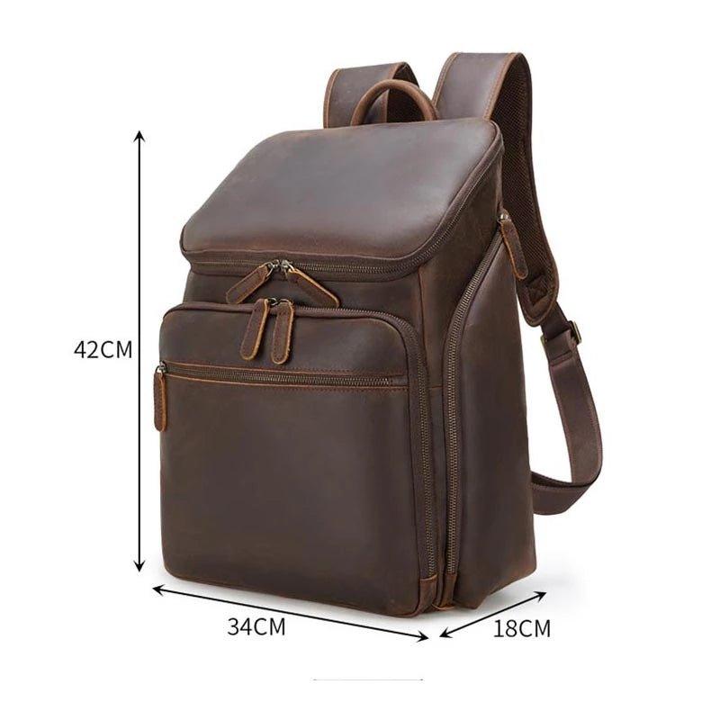 Men Leather Backpack 15 inch Laptop Business