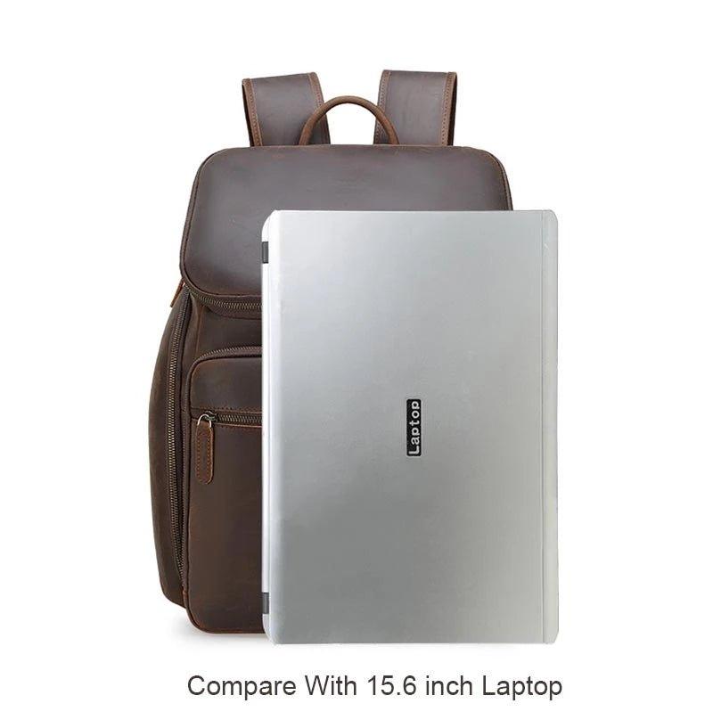 Men Leather Backpack 15 inch Laptop Business