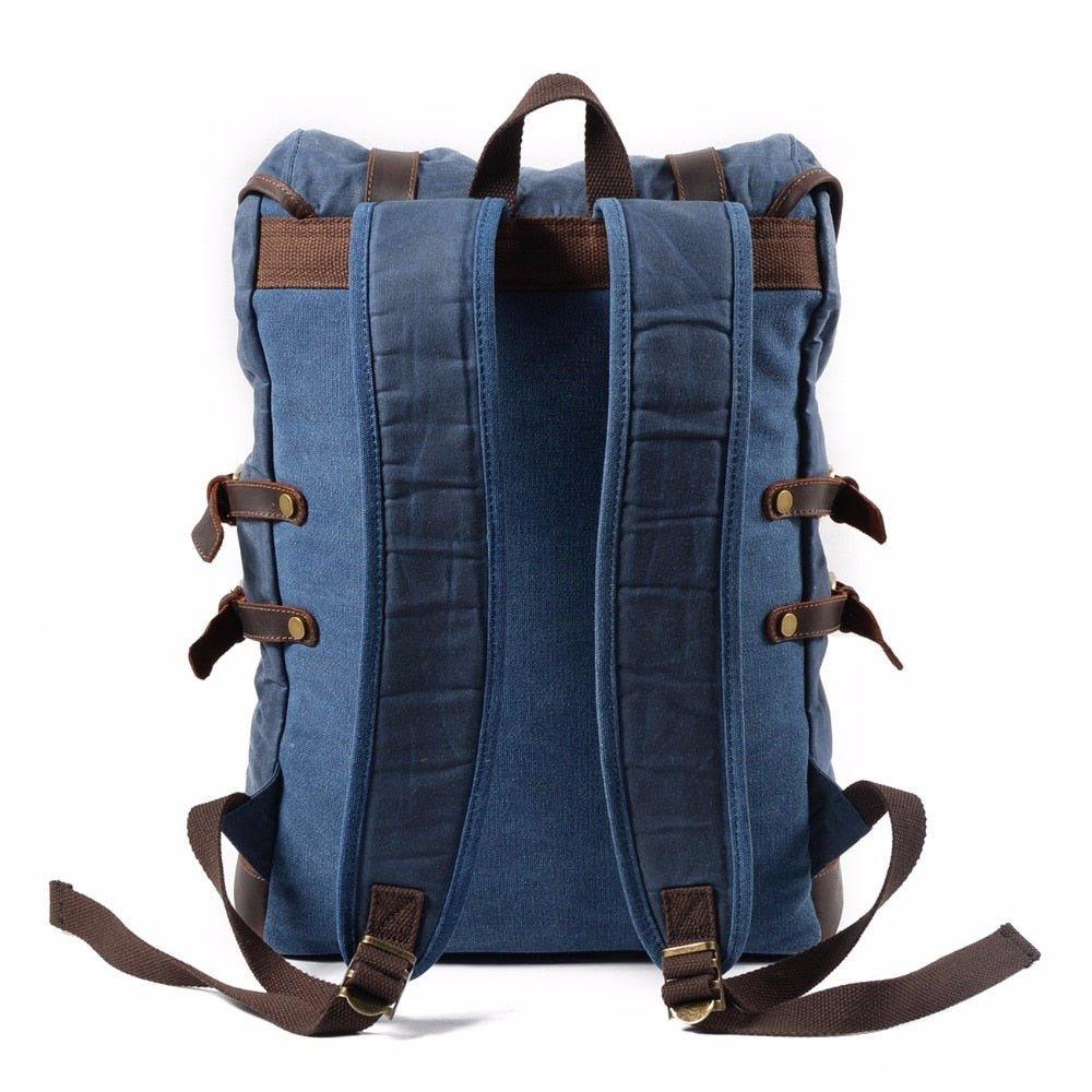 Mens Vintage Waxed Canvas Backpack Leather