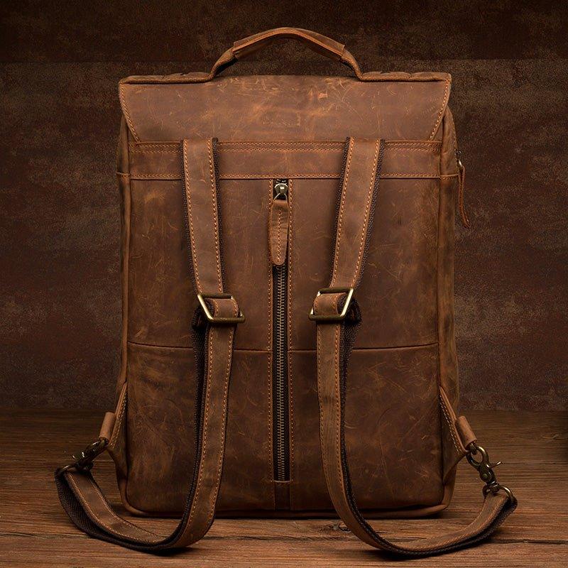 Mens Leather Backpack with Laptop Compartment