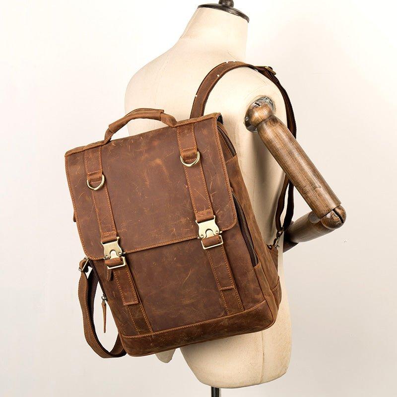 Mens Leather Backpack with Laptop Compartment