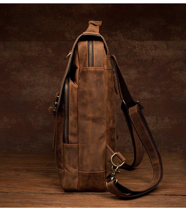 Mens Leather Backpack with Laptop Compartment