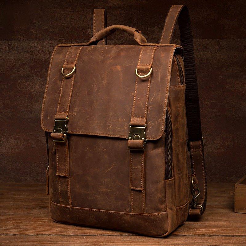 Mens Leather Backpack with Laptop Compartment