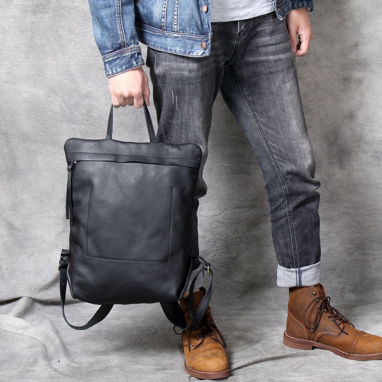 Minimalist Leather Backpack for Men