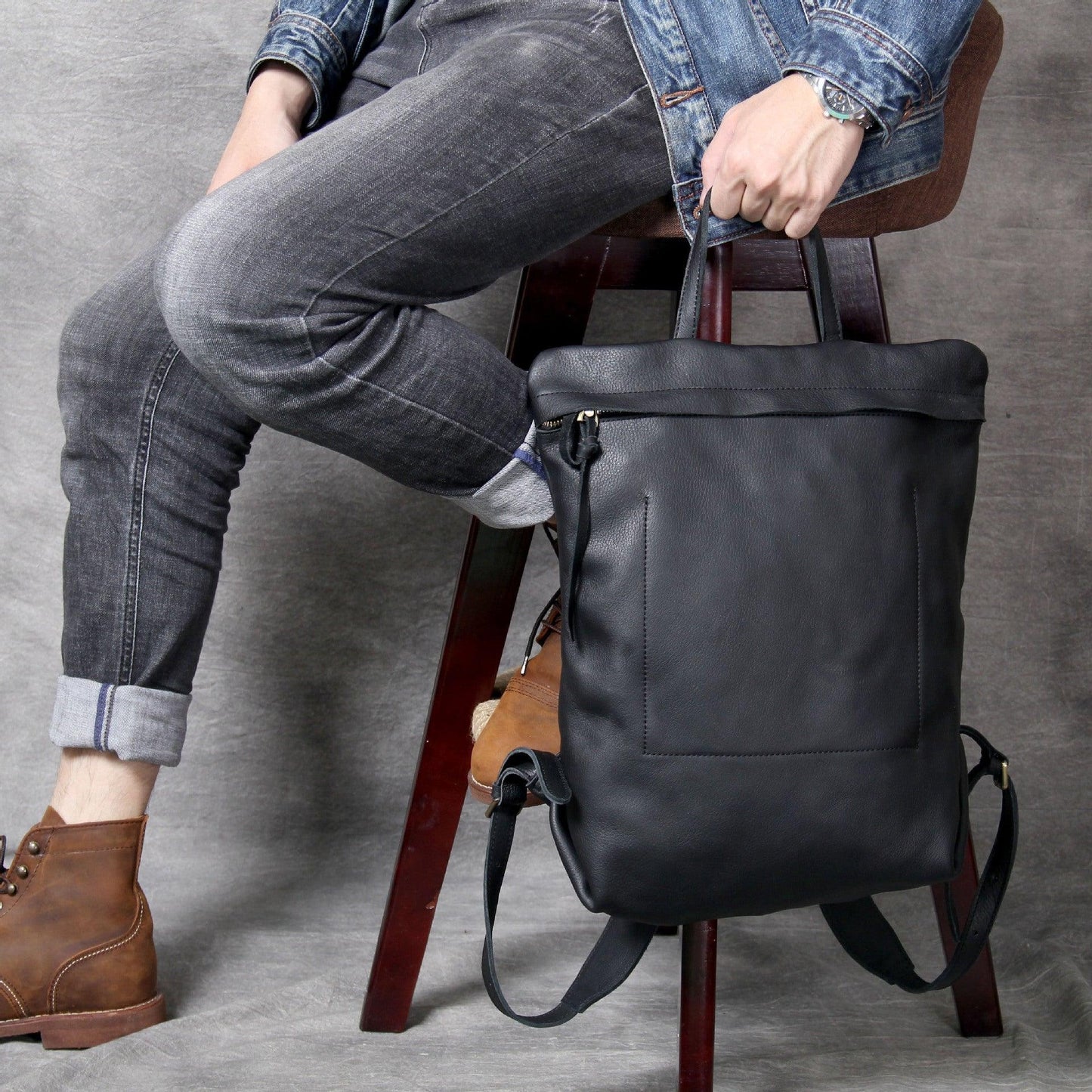 Minimalist Leather Backpack for Men