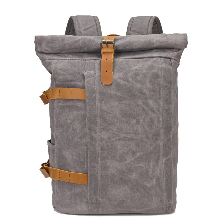 Roll Top Waxed Canvas Backpack Vintage for Men