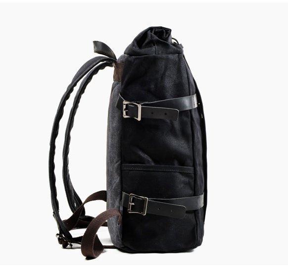 Roll Top Waxed Canvas Backpack Vintage for Men