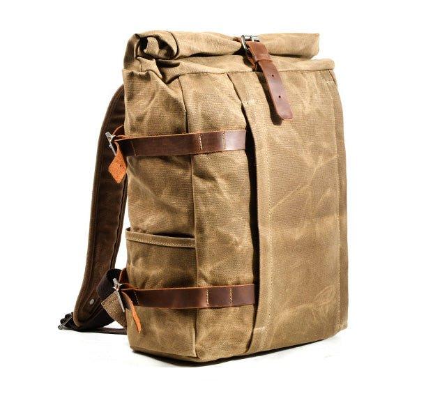 Roll Top Waxed Canvas Backpack Vintage for Men