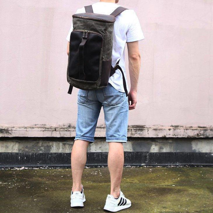 Large Wax Canvas Backpack Vintage Mens