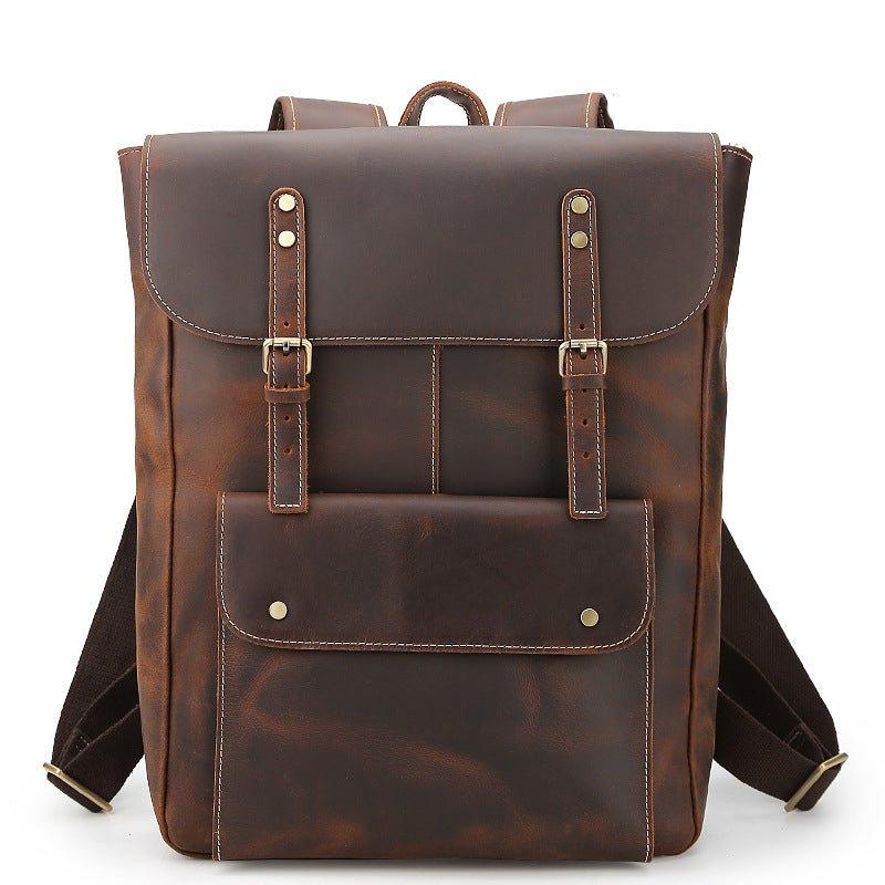 Vintage Genuine Leather College Backpack Travel