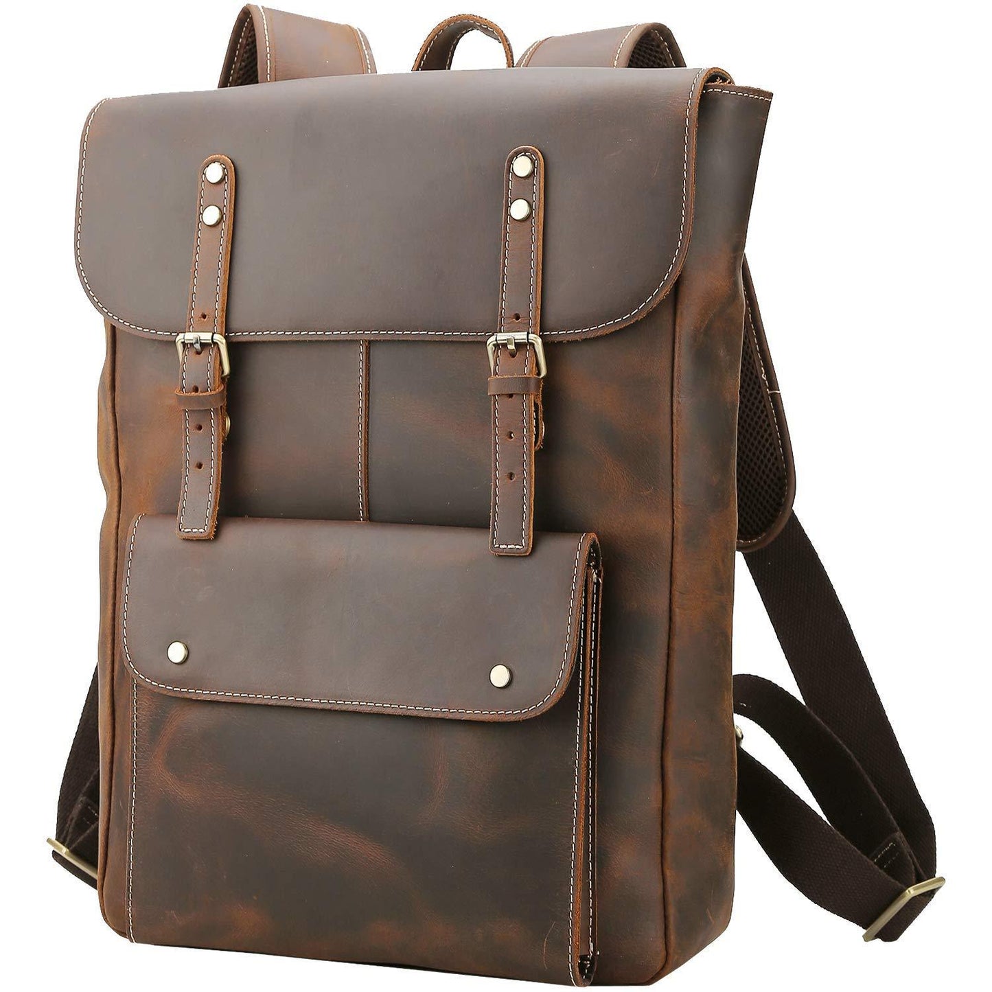 Vintage Genuine Leather College Backpack Travel