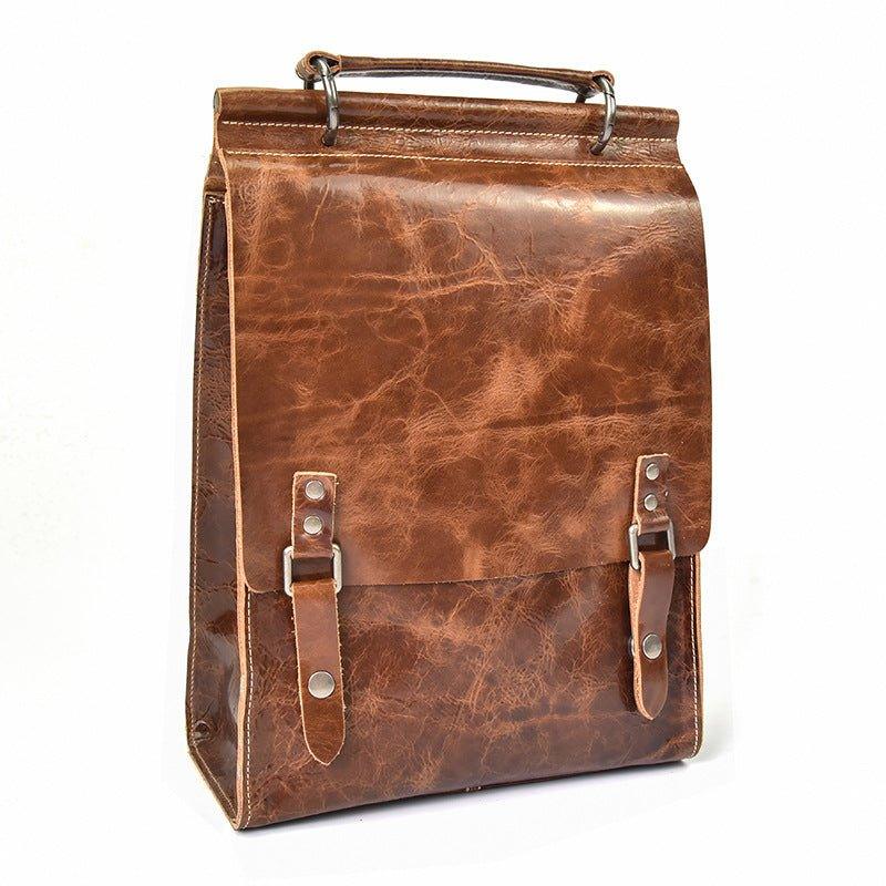 Vintage Leather College Backpacks Women Men