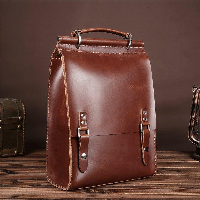 Vintage Leather College Backpacks Women Men