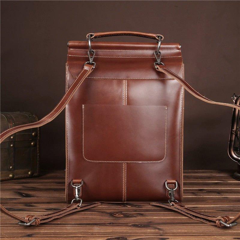 Vintage Leather College Backpacks Women Men