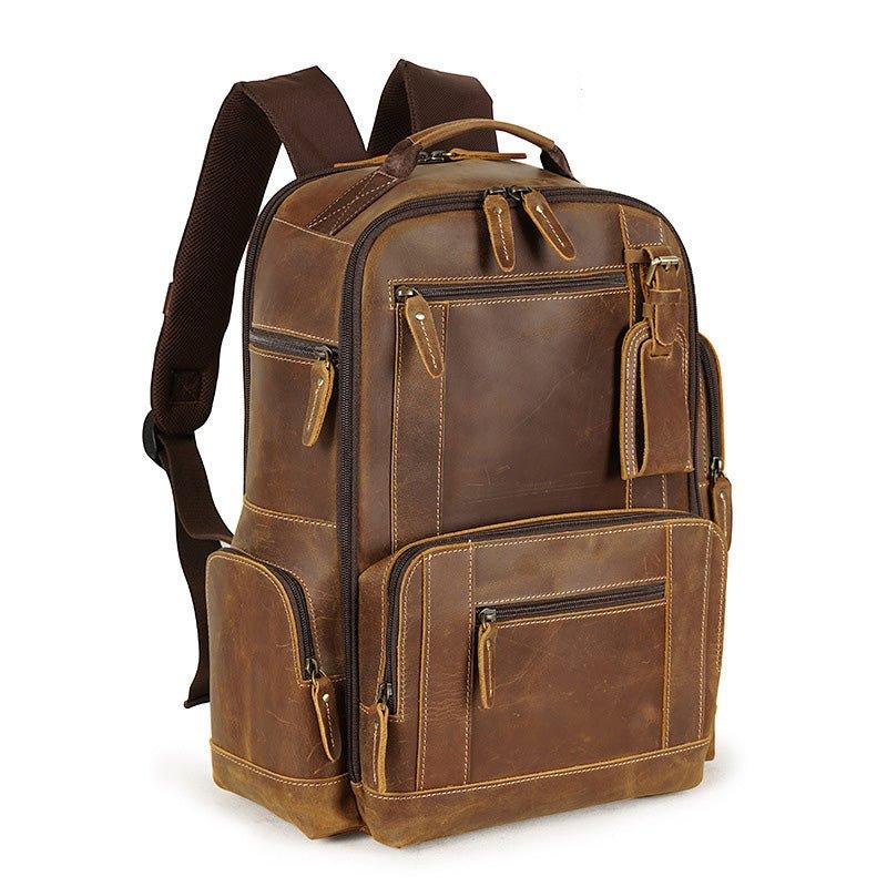 Vintage Genuine Leather College Backpack