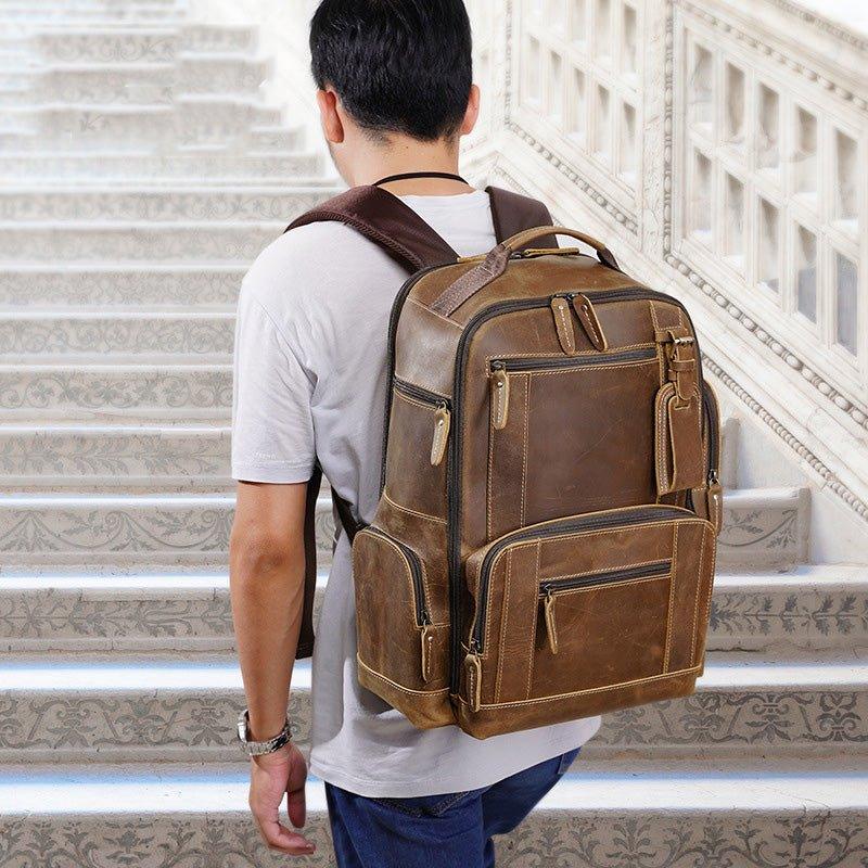 Vintage Genuine Leather College Backpack