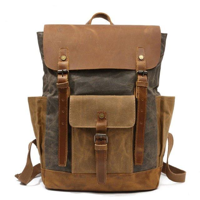 Vintage Waxed Canvas Backpack Laptop Mens