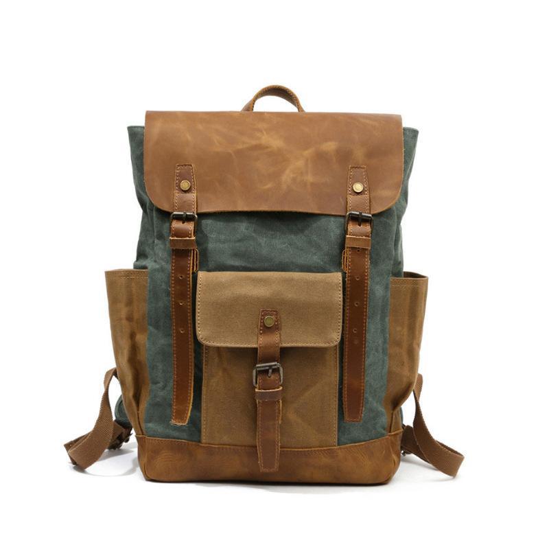 Vintage Waxed Canvas Backpack Laptop Mens