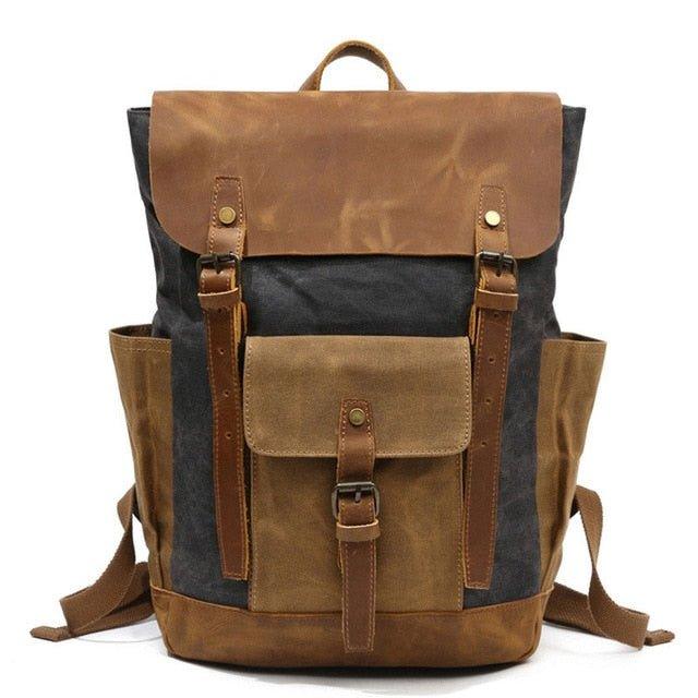 Vintage Waxed Canvas Backpack Laptop Mens