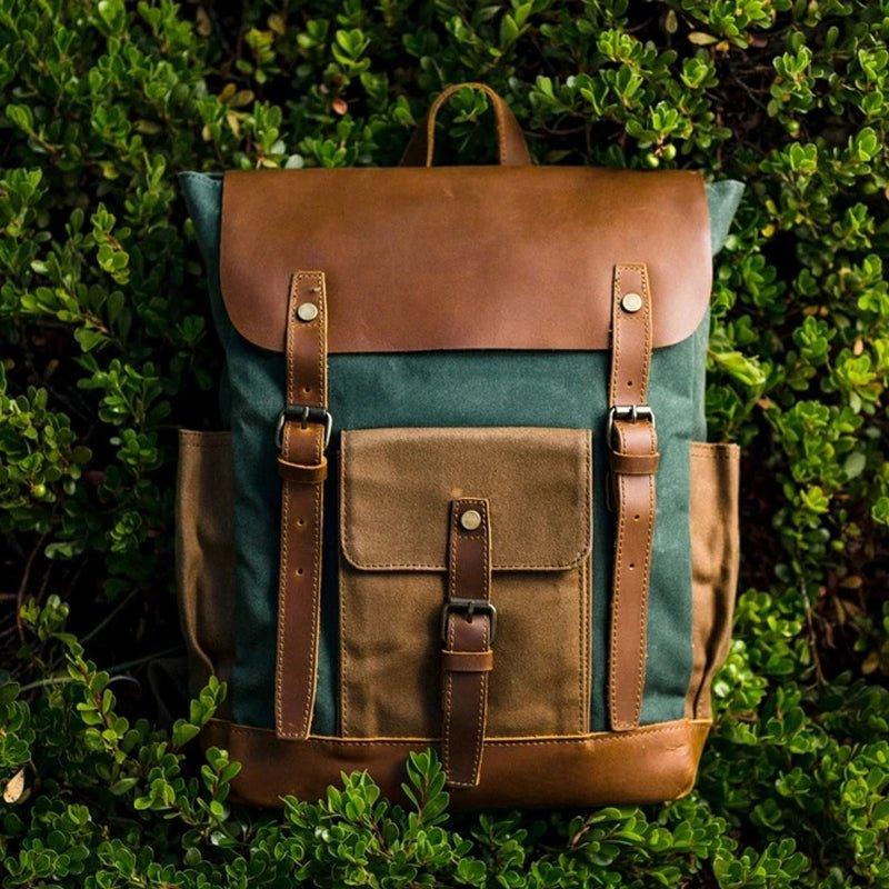 Vintage Waxed Canvas Backpack Laptop Mens