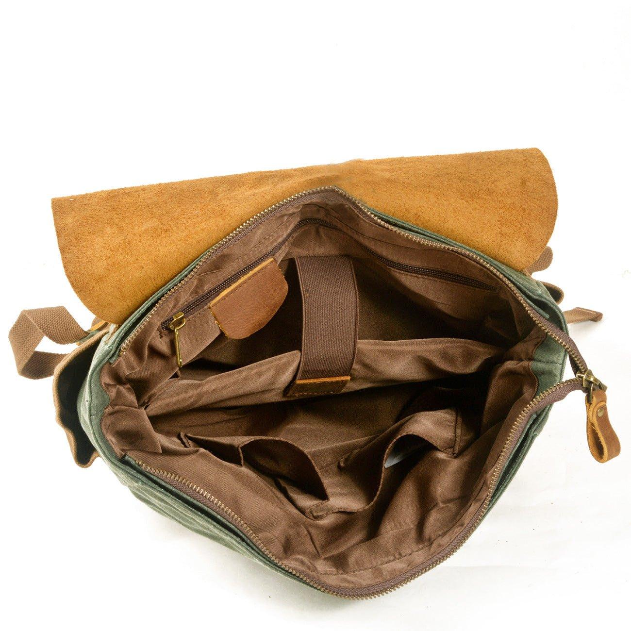 Vintage Waxed Canvas Backpack Laptop Mens