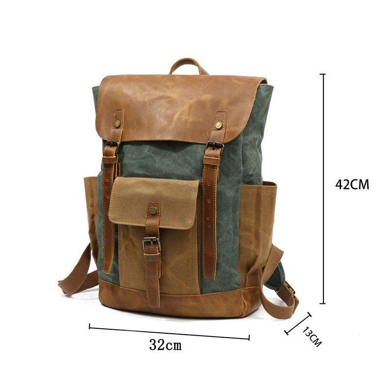 Vintage Waxed Canvas Backpack Laptop Mens