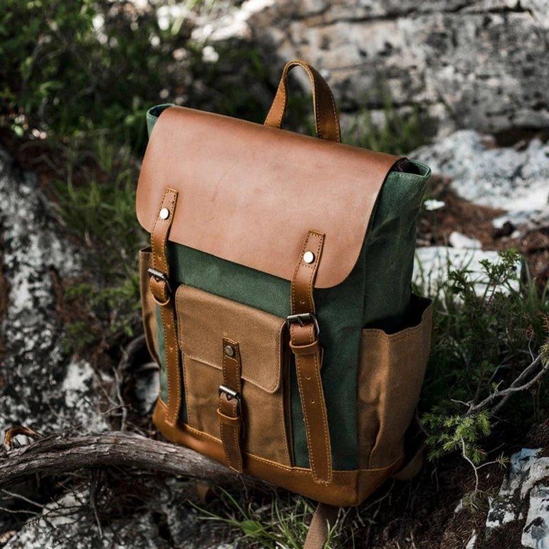 Vintage Waxed Canvas Backpack Laptop Mens