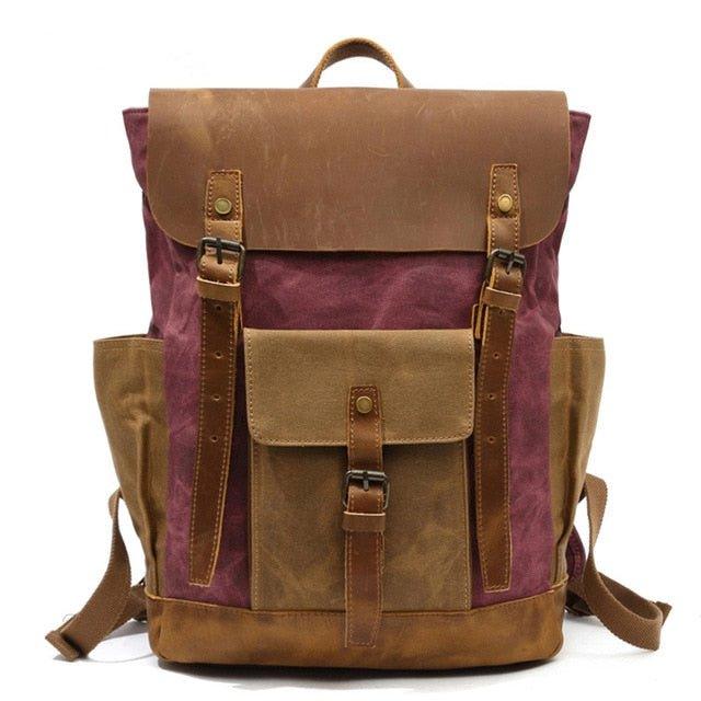 Vintage Waxed Canvas Backpack Laptop Mens