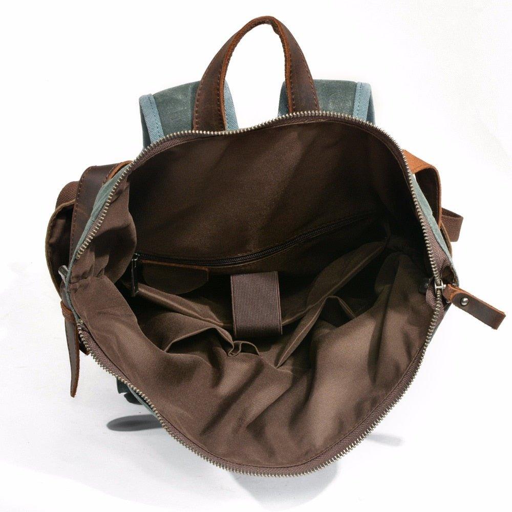 Vintage Roll Top Canvas Backpack Rucksack Travel Men Women