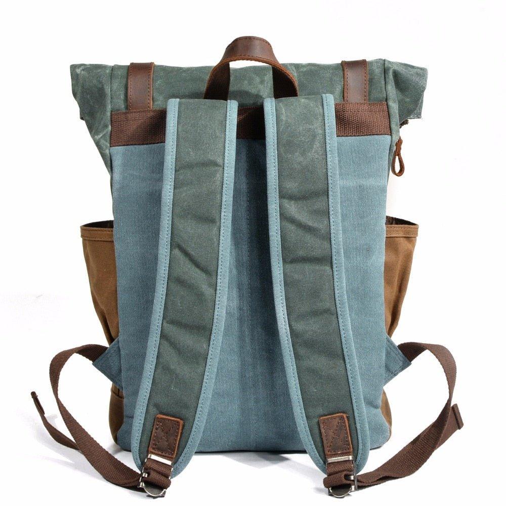 Vintage Roll Top Canvas Backpack Rucksack Travel Men Women