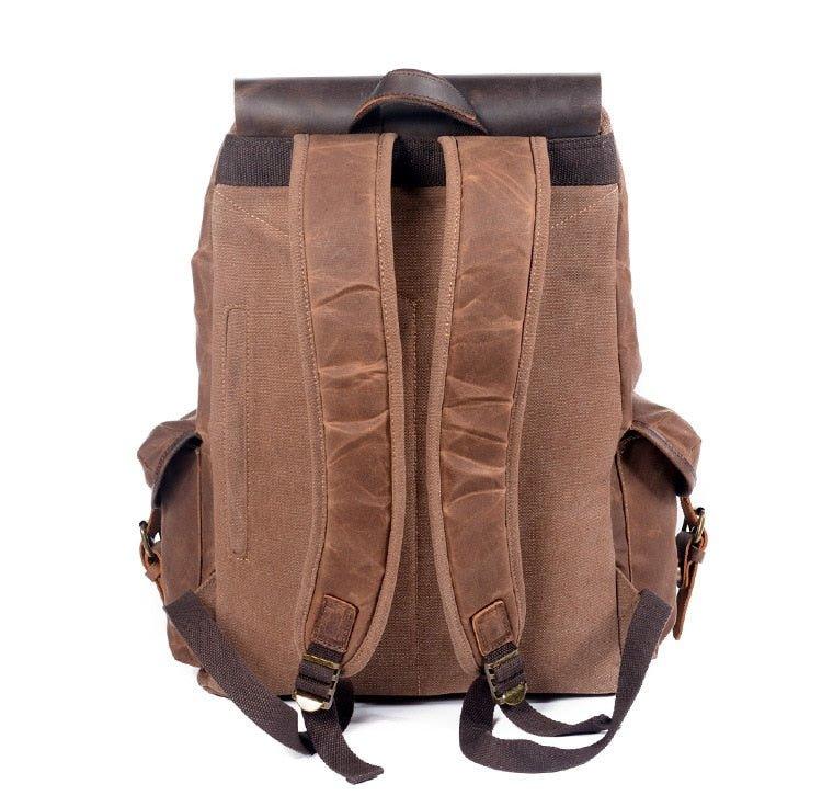 Vintage Waxed Canvas and Leather Backpack Mens