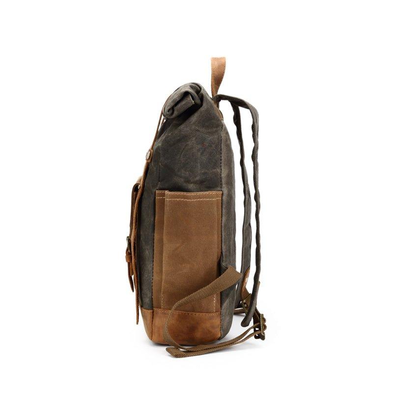 Roll Top Waxed Canvas Backpack Mens