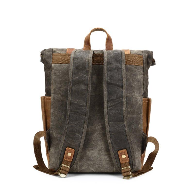 Roll Top Waxed Canvas Backpack Mens