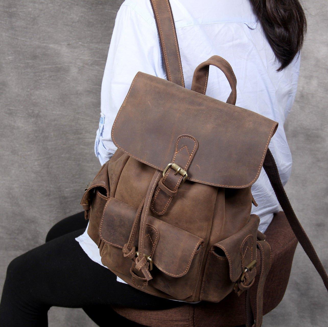 Women Backpack Leather Brown