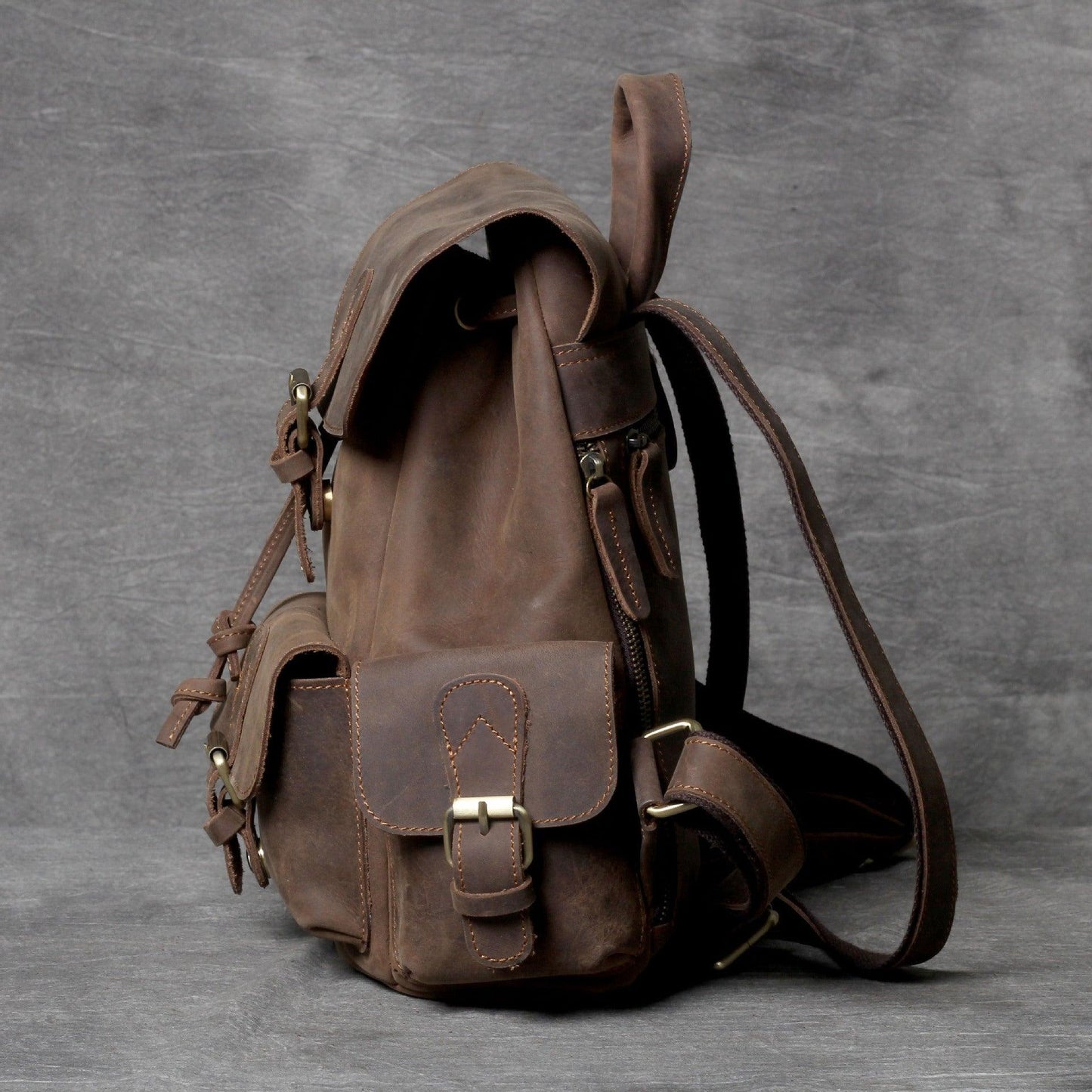 Women Backpack Leather Brown