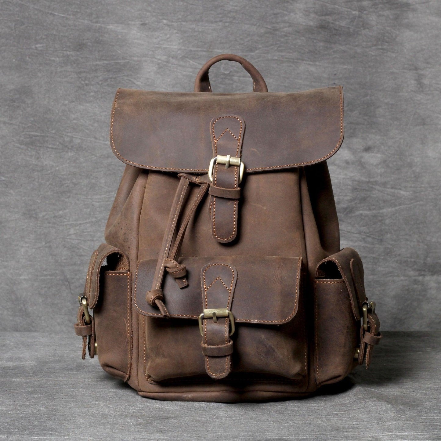 Women Backpack Leather Brown